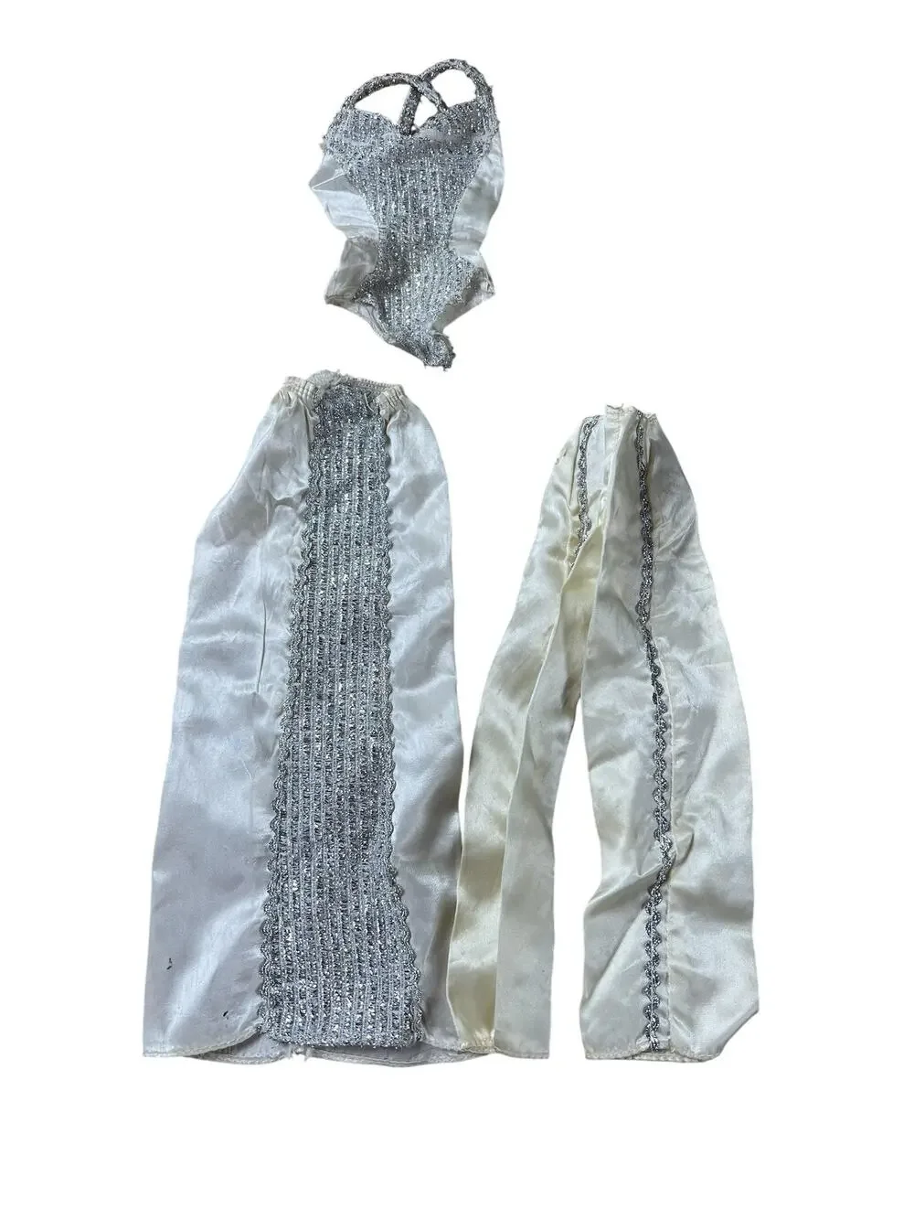 Vintage White Silver Skirt Bodysuit Outfit 11 In Fashion Doll Gown Set